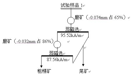 制取粗精礦的試驗工藝流程