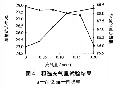 粗選充氣量試驗結果